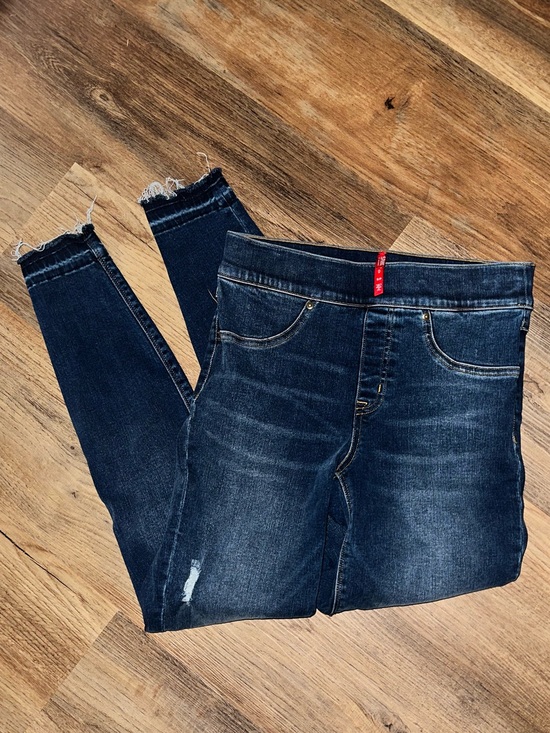 SPANX Denim - SPANX Dark Blue Skinny Jeggings with Frayed Hem